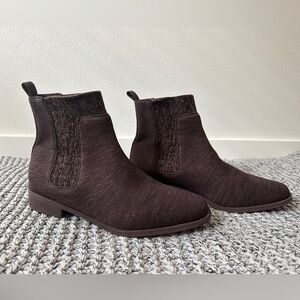 VIVAIA Square Toe Ankle Chelsea Boots in Dark Chocolate